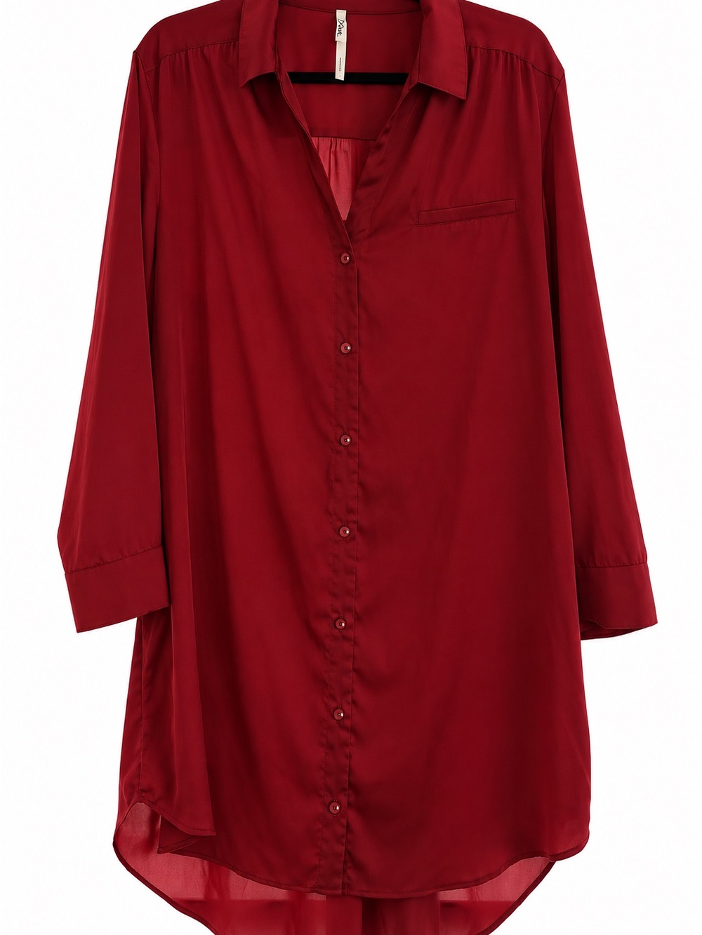 SOMA Intimates Red Satin Button-Down Sleep Shirt Nightgown Size L
